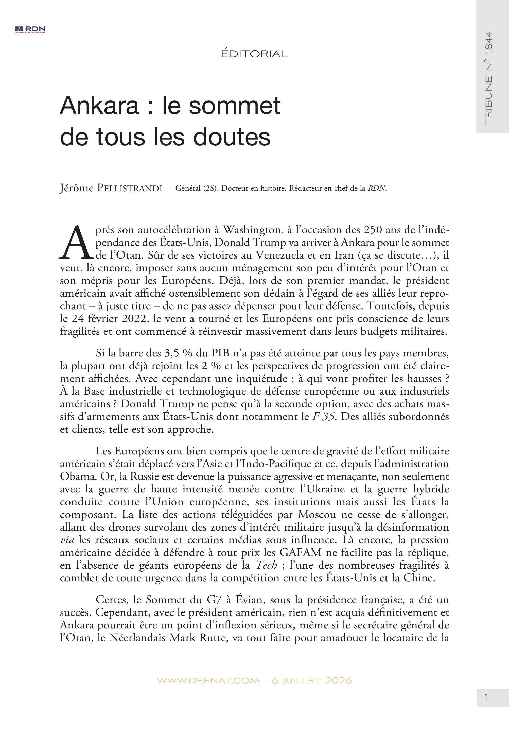 &Eacute;ditorial &ndash;&nbsp;Ankara&nbsp;: le&nbsp;sommet de&nbsp;tous&nbsp;les&nbsp;doutes (T&nbsp;1844)
